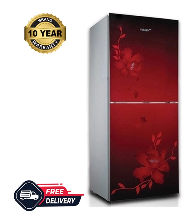 Picture of VISION Glass Door Bottom Mount Refrigerator RE-196L Pink Flower