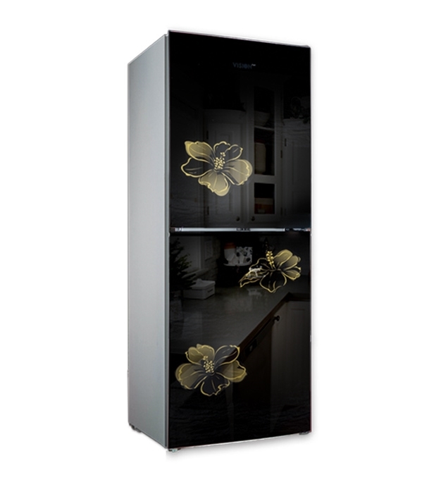 Picture of VISION Glass Door RE-222L Mirror Lotus Flower Top Mount Refrigerator