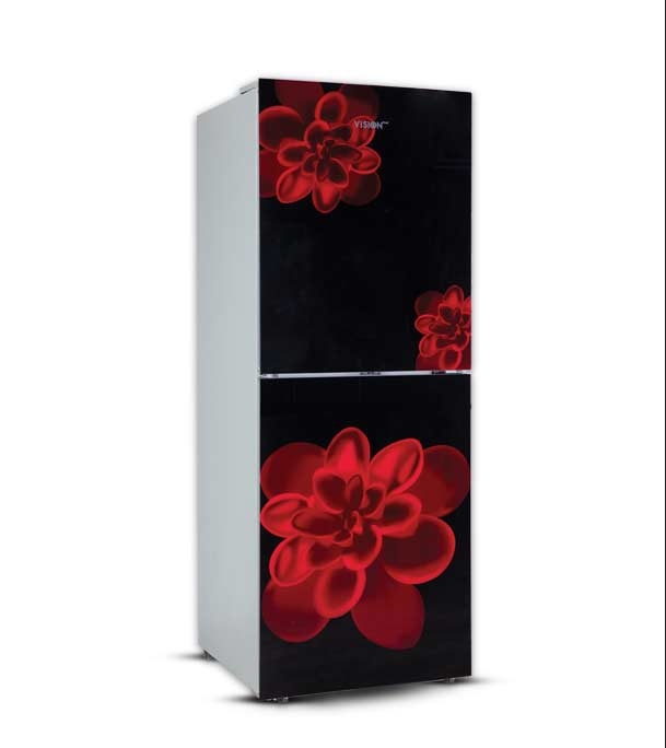 Picture of VISION Glass Door Refrigerator RE-238L Red Rose Flower Bottom Mount
