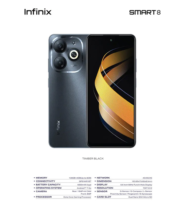 Buy Infinix Smart 8 with 4GB RAM and 64GB ROM at Best Price In Bangladesh