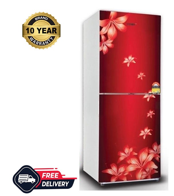 Buy VISION Glass Door Top Mount Refrigerator Re-222 LIter Lily Flower Maroon Online at Best Price