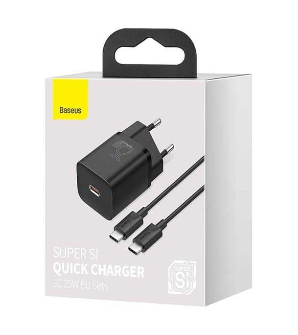 Baseus Super Si Quick Charger 1C 25W EU Sets Black