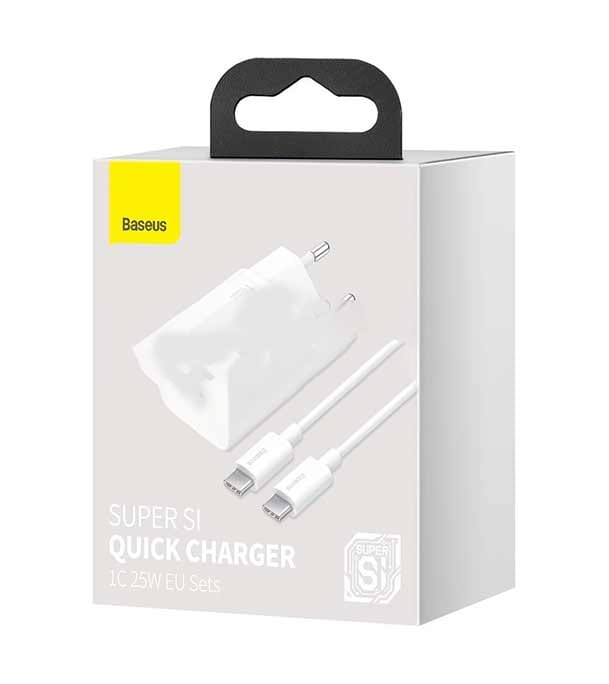 Baseus Super Si Quick Charger 1C 25W EU Sets White
