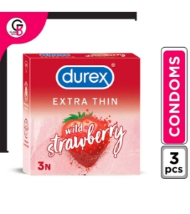 DUREX Extra Thin Wild Strawberry 3 Condoms India DUREX Extra Thin Wild Strawberry 3 Condoms India