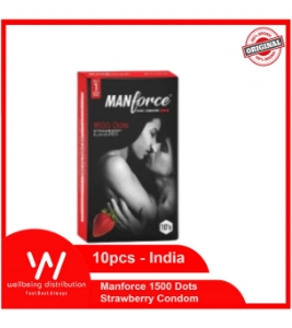 MANFORCE 1500 Dots Strawberry Flavoured 10 Condoms India MANFORCE 1500 Dots Strawberry Flavoured 10 Condoms India