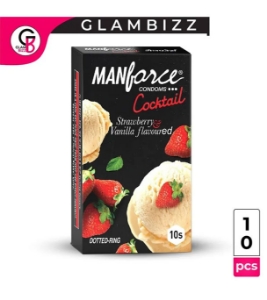 MANFORCE Cocktail Condom with Dotted-Rings Strawberry & Vanilla Flavored 10Pcs Pack India MANFORCE Cocktail Condom with Dotted-Rings Strawberry & Vanilla Flavored 10Pcs Pack India