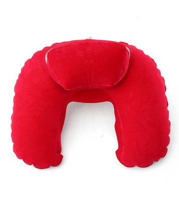 Picture of 4 in 1 Double Part Inflatable Travelling Pillow Set with Eye Mask Ear Plug & Pouch (travelling_pillow_2_red)