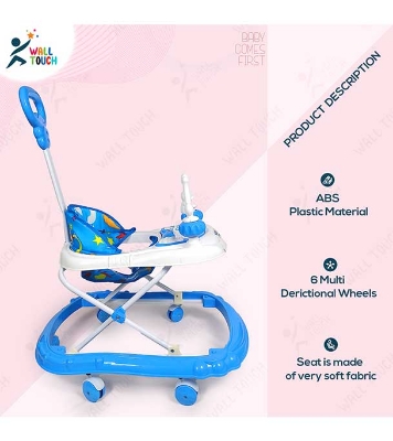 Picture of Baby Walker with Adjustable Height and Musical Toy Bar Rattles and Toys Ultra Soft Seat-Activity Walker for Kids (walker_happy_938544_bw)
