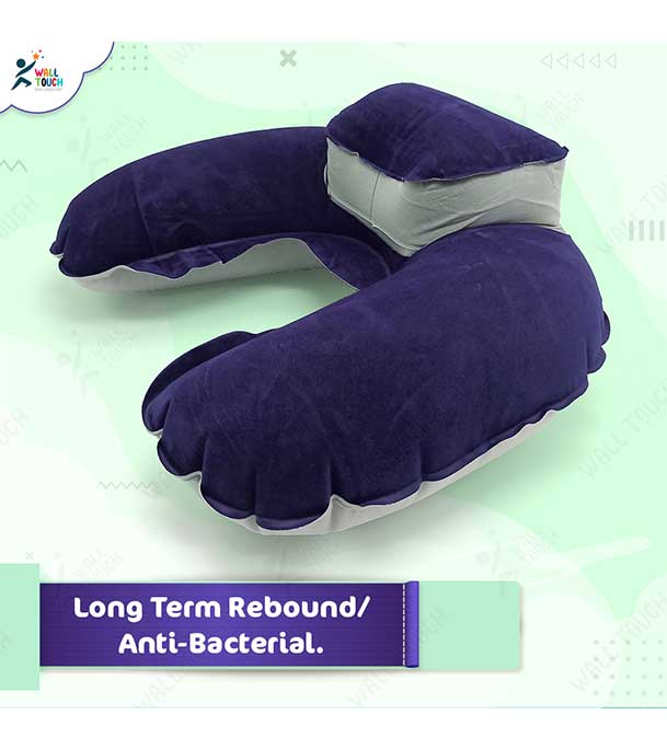 Picture of 4 in 1 Double Part Inflatable Travelling Pillow Set with Eye Mask Ear Plug & Pouch (travelling_pillow_2_ purple)