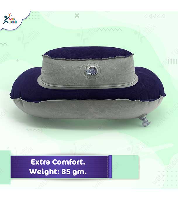 Picture of 4 in 1 Double Part Inflatable Travelling Pillow Set with Eye Mask Ear Plug & Pouch (travelling_pillow_2_ purple)