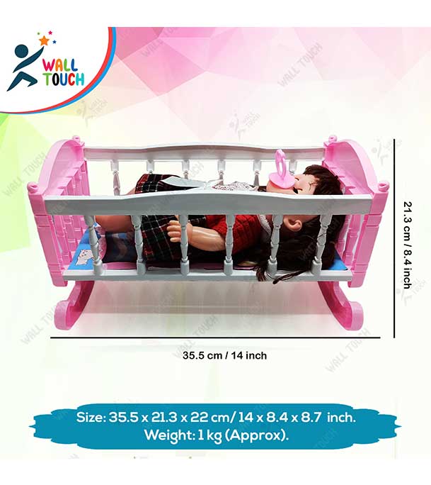 Picture of Cute Baby Girl Shape Doll with Bed, Spoons, Wok, Feeder & Potty Commode Best Gift For Children & Kids (doll_bed_k007)