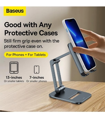 Baseus Desktop Biaxial Foldable Metal Stand (for Phones) Grey 