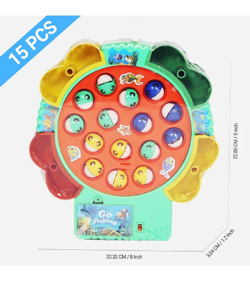 Picture of Fishing Game Toy For Kids 15/24 Fishes. With 4 Pcs Fishing Stick To Catch Fish