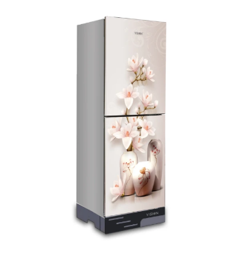 Buy VISION Glass Door Refrigerator RE-200 Liter Vase W Magnolia Flower Top Mount at Best Price in Bangladesh