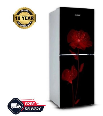 Picture of VISION Glass Door Refrigerator RE-150 Liter Daisy Red Flower Top Mount