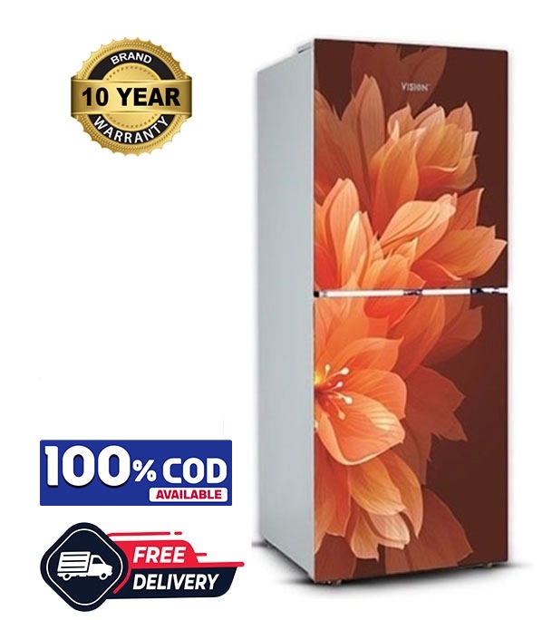 Picture of VISION Glass Door Top Mount Refrigerator RE-200 Litre Lily Orange Picture of VISION Glass Door Top Mount Refrigerator RE-200 Litre Lily Orange