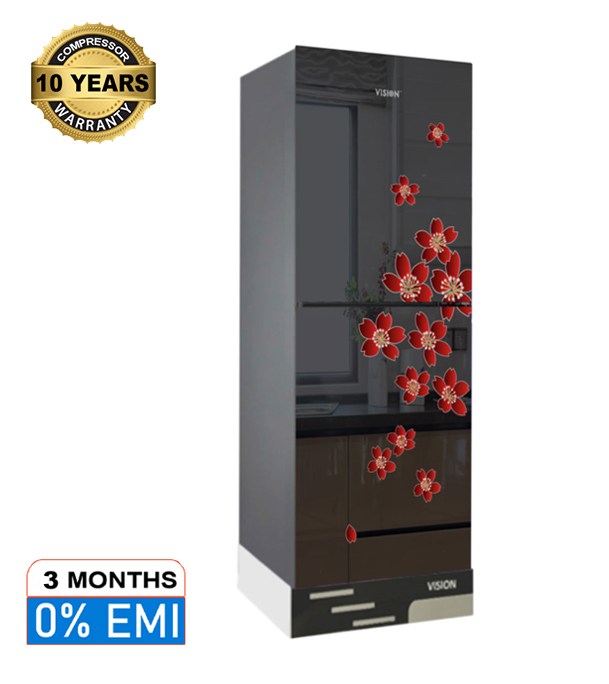 Picture of VISION Glass Door Refrigerator RE-262 Liter Mirror Plum Blssm Top Mount