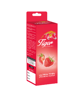 Tiger Condom Plain Ultra Thin Strawb Flv (36pcs) Tiger Ultra Thin Strawberry Flavor Condoms 36 Pcs for Intimate Comfort