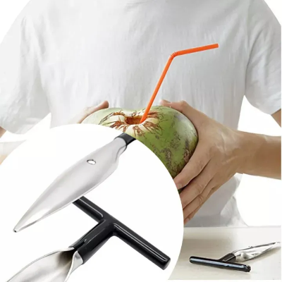 Picture of Coconut Opener Stainless Steel Drill Cutter with Cleaner Stick Coconut Tool, Set of 1, Multicolor