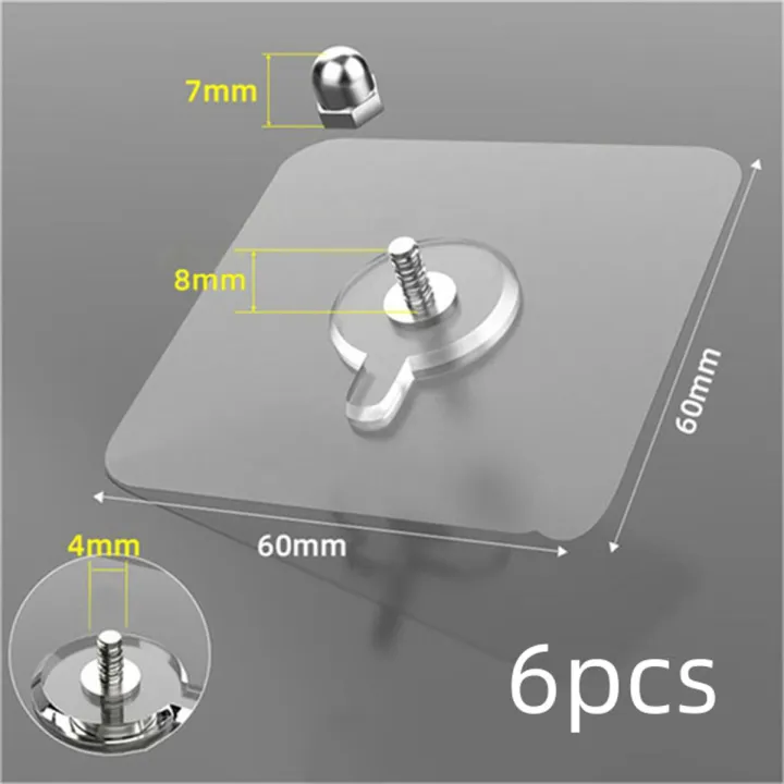 Picture of 6Pcs Strong Self Adhesive Nails Poster Seamless Wall Hook
 Waterproof Durable Transparent Screw Hanger Hook for Kitchen
 Bathroom -Nut Wall Hook