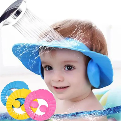 Picture of Adjustable Baby Swim Cap, Adjustable Baby Swim Cap Bath Shampoo Eye
 Protection Head Shower Water Cover Baby Care Wash Hair
 Shower Cap For 0-6 Years Kids. 1 pcs