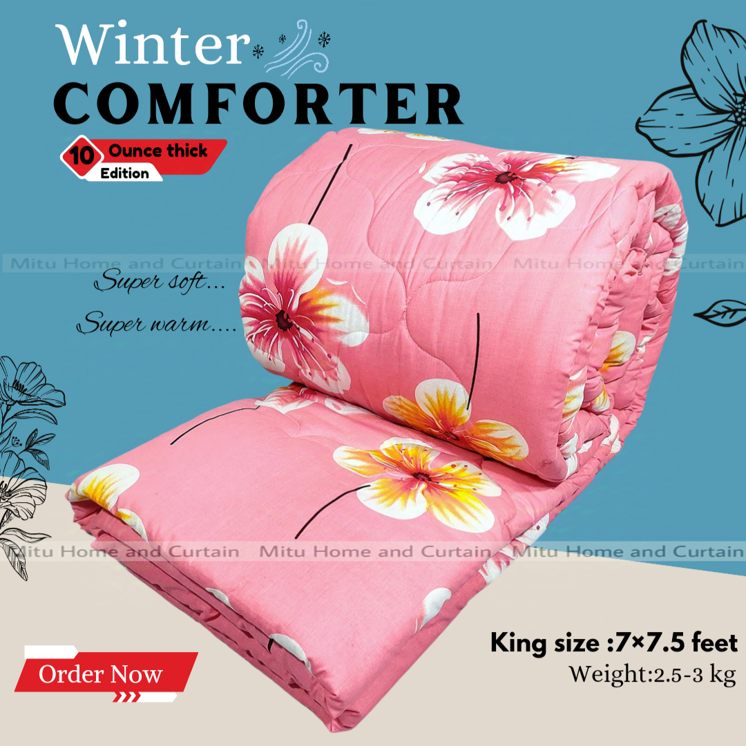 Buy Comforter for Winter King size Exclusive Comforter with Full Cotton fabric (2.6-3kg) 84*90 inch European cube style (1pcs Box) White , Red , Pink , Blue at Best Price In Bangladesh