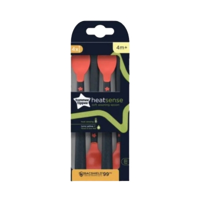 Picture of Tommee Tippee 4pcs Spoon 4m+ Heat Sense Weaning Spoons with BACSHIELD Antibacterial Technology and Long Anti-Slip Handles