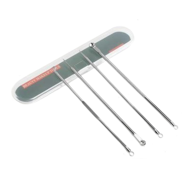 Picture of MAANGE 4 Pcs Set Stainless Steel Extractor Blackhead Remover Needles Acne Pimple Blemish Bron Stick