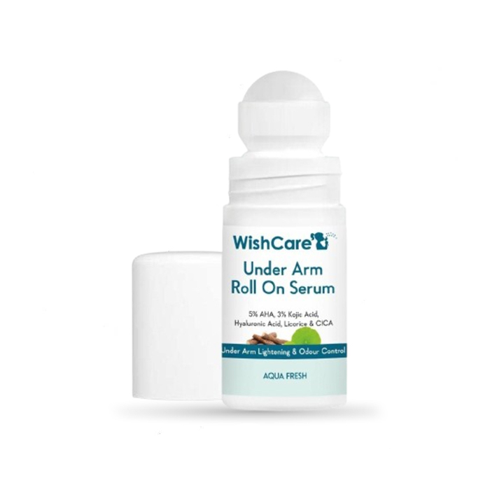 Picture of WishCare Underarm Roll On Serum 50ml | 5% AHA & 3% Kojic Acid for Brightening & Odour Control - Roll On Deo for Women & Men- Long Lasting Aqua Fragrance