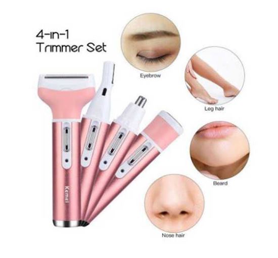 Buy Kemei KM - 6637 Multifunctional 4 in 1 Rechargeable Women Body Shaver Beard Eyebrow Nose Trimmer Set Female Electric Shaver Online at Best Price