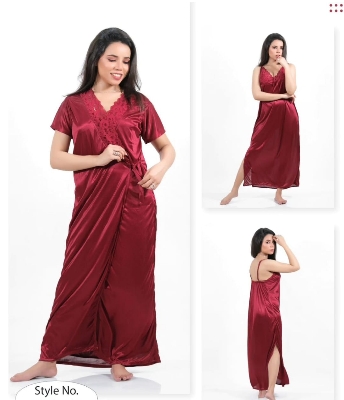 Buy Fashionable and Comfortable 2-Part Long Solid Color Night Dress Set Choice for Nighttime Wear.  at best Price In Bangladesh