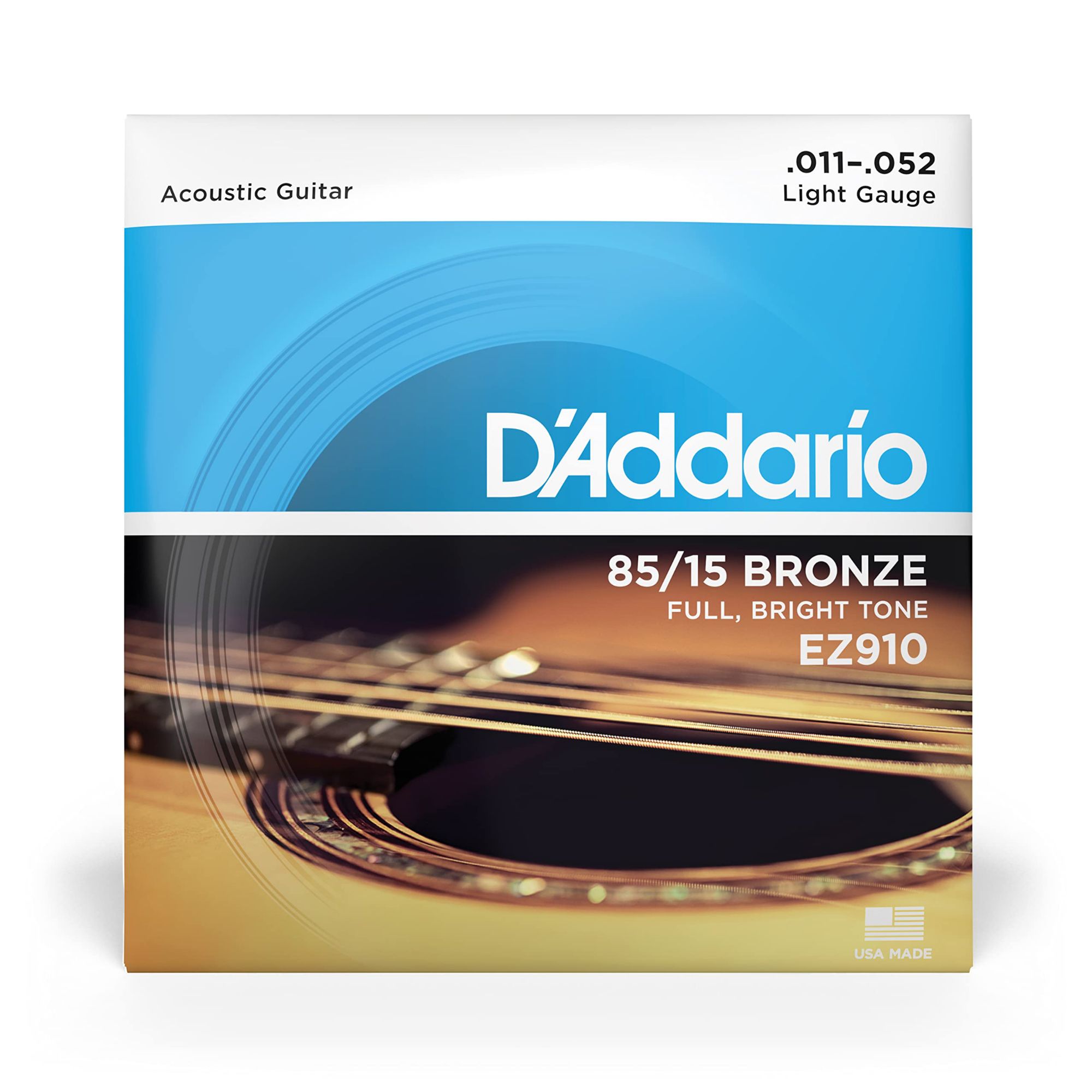 Picture of D'Addario Guitar Strings - Acoustic Guitar Strings - 85/15 Bronze - For 6 String Guitar - Full, Bright Tone - EZ910