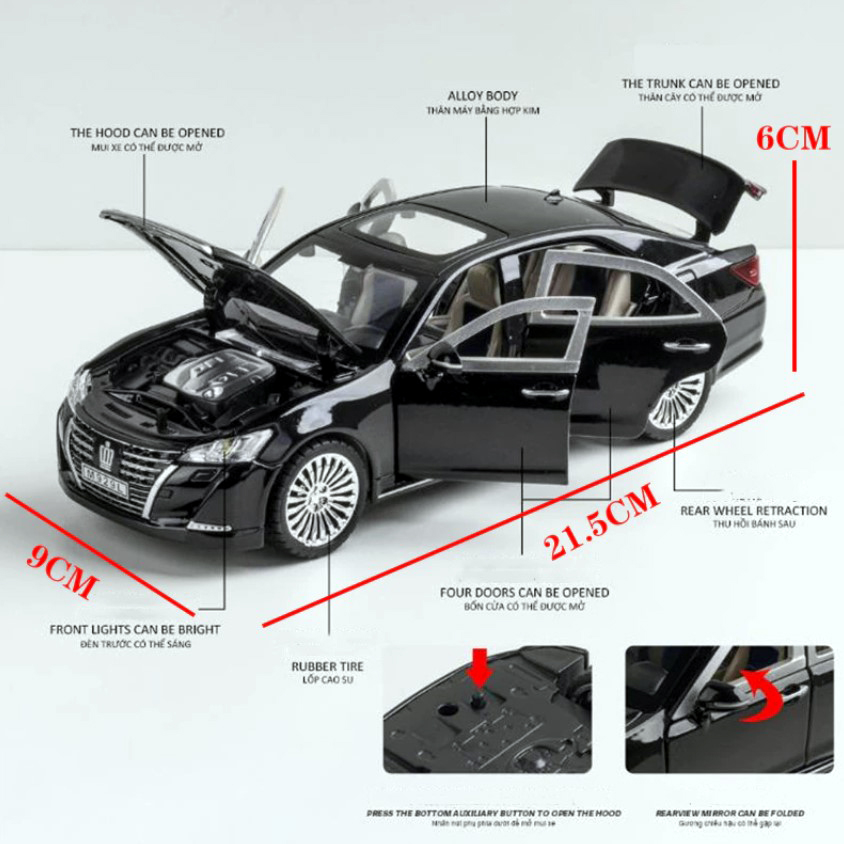 Buy XLG 1:24 Toyota Crown Diecast Alloy Car 6 Open Premium Model Vehicle Metal Toy Model Pull back Sound Light at Best Price In Bangladesh