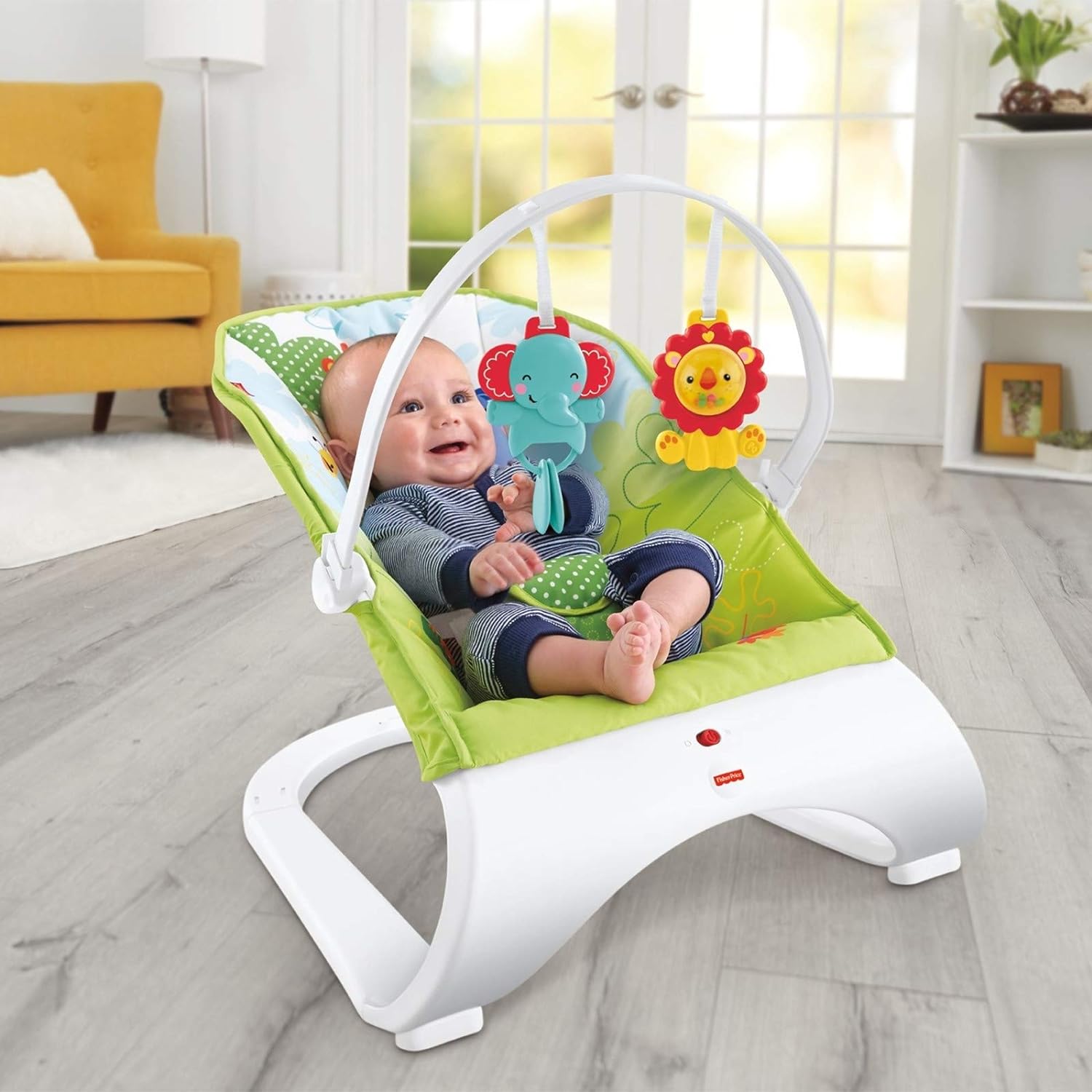 Buy Fisher-Price Rainforest New-Born Baby Bouncer, Rocker and Chair with Activity Centre with Removable Toy Bar and Calming Vibrations at Best Price In Bangladesh