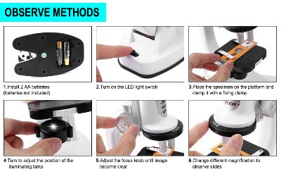 Buy Kids Microscope Toy for Kids, Science Microscope for Kids Beginners Scientific Experience LED Microscope with Microscope Blades Set, Colored Filters, Phone Holder at Best Price In Bangladesh