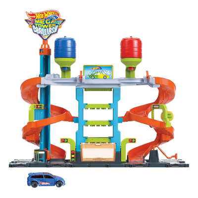 Buy Hot Wheels Mega Tower City Car Wash Station 1 Vehicle Color Shifters Hot and Cold Water Trays for Colour Changes-HDP05 at Best Price In Bangladesh