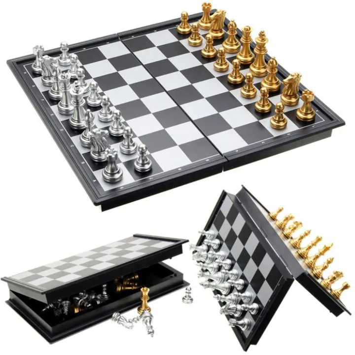 Buy Chess Game Silver Gold Pieces Folding Magnetic Foldable Board Family Board Games at Best Price In Bangladesh