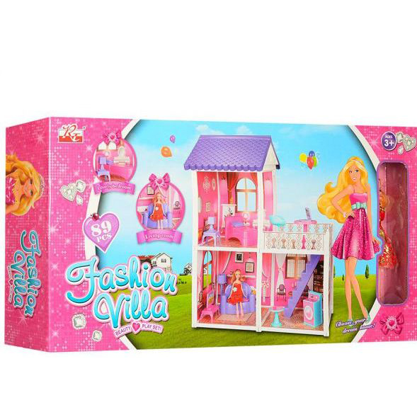 Buy Fashion Villa Barbie Doll House with Doll & Furniture 89 Pcs Gift for Girl at Best Price In Bangladesh