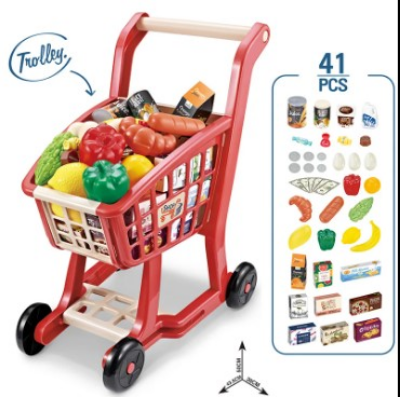 Buy Children's Simulation Supermarket Shopping Cart Set Lighting Music Fruit And Vegetable cart toy trolley Family Toys 2024 at Best Price In Bangladesh