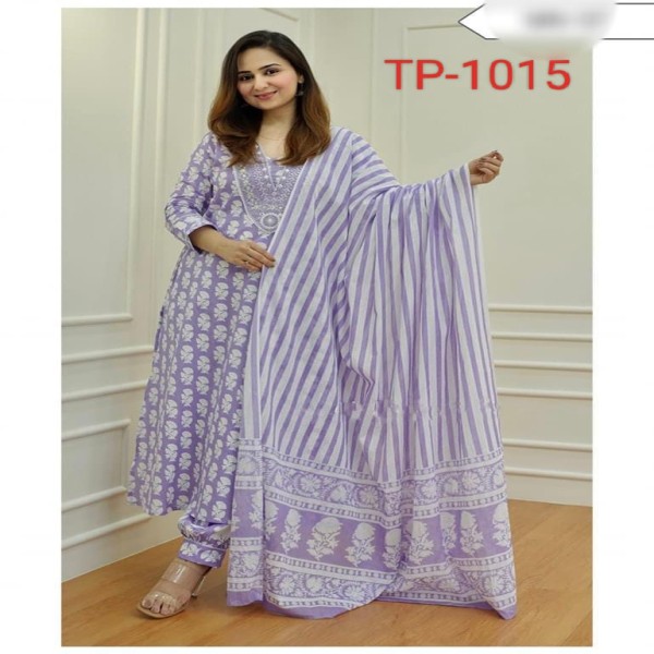 Picture of Exclusive Naira Cut Three Piece Super Hit Collection - Anarkali Kamiz Selwar Dupatta Set - Exclusive Naira Cut Anarkali Three-Piece Set(1015) Shipon georgette with batik shet