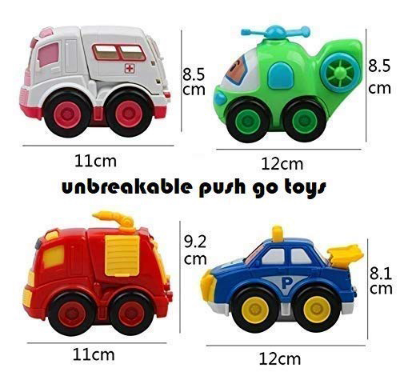 Buy Friction Powered Cartoon Car Toy Set Unbreakable Pull-Back Cars - 4 Pieces at Best Price In Bangladesh