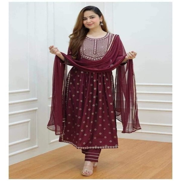 Picture of Cotton embroidery work nayra 3 pice dress girls(TP-1205)