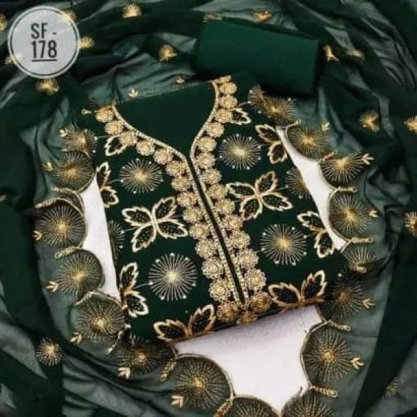 Picture of Embroidery & Stone Work Georgette Kameez Four Peace (GRS-137)