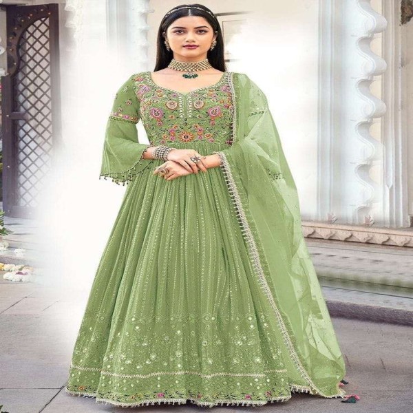 Picture of Georgette Embroidery Work Grown Party Dress GPD-108