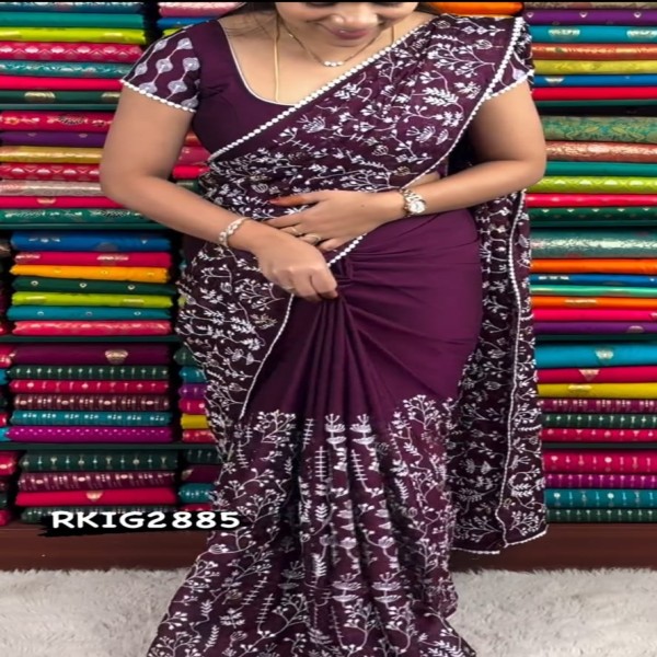 Picture of Georgette High Quality Embroidery Stylish Sharee ( SAS-207 )