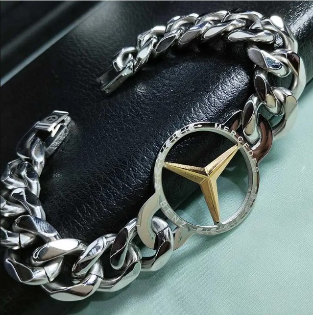 Picture of Mercedes Benz 316L Stainless Steel Bracelet Silver Golden