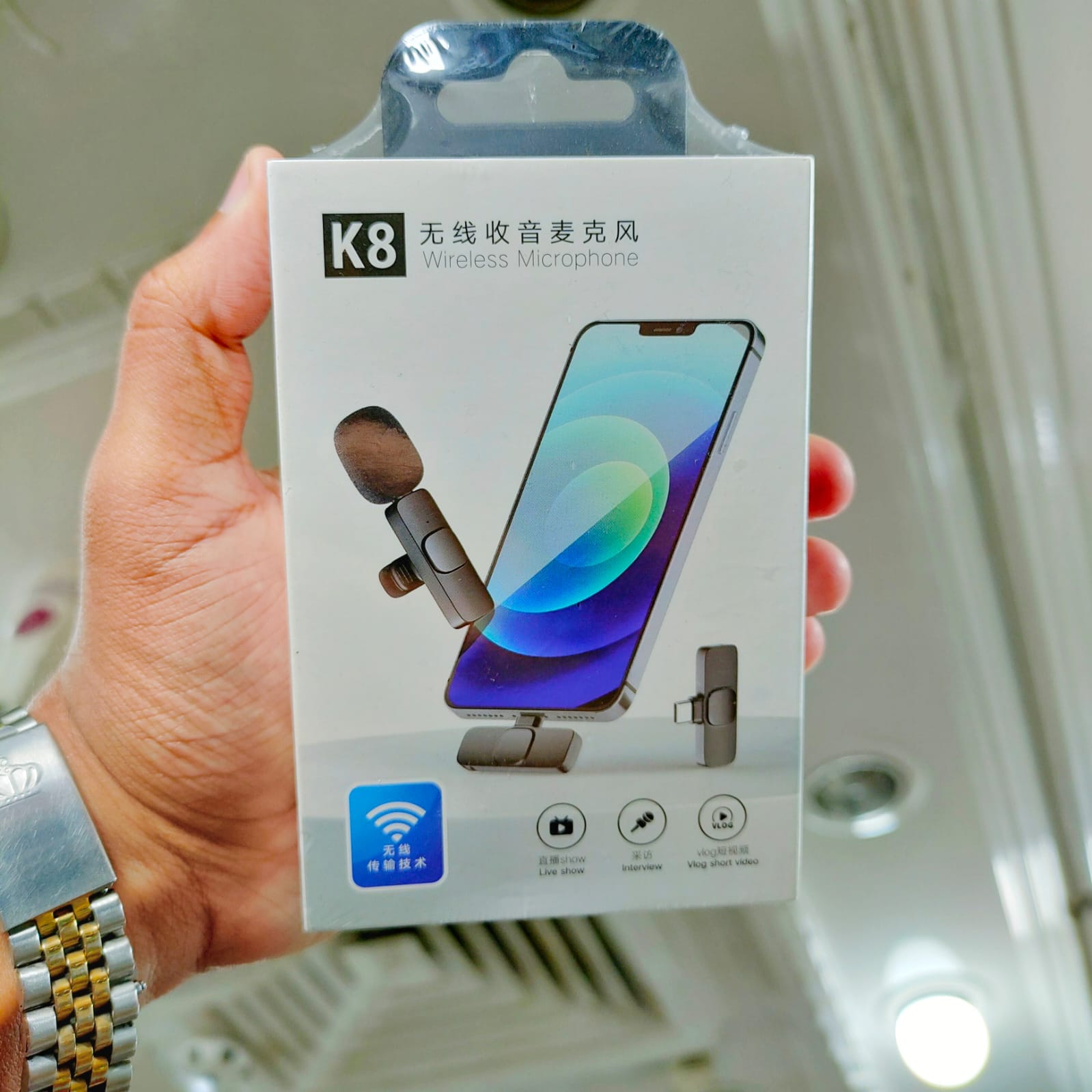 Picture of K8 Wireless Lavalier Microphone Upgraded Plug-Play Auto-Syncs Mic For Vlogs Interview