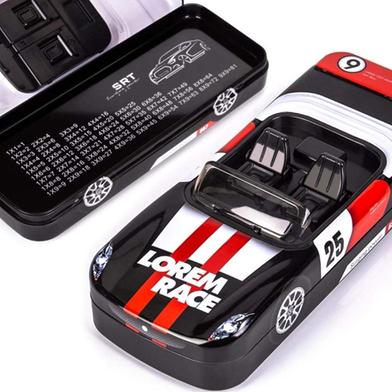 Picture of Metal Car Shaped Pencil Box case with Wheels And Movable car Seats Pencil tin Box (Blue)
