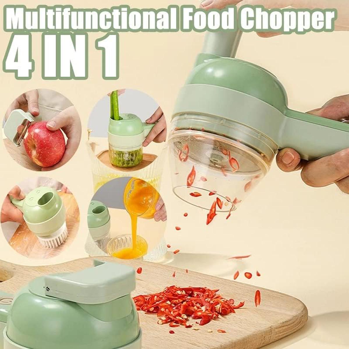 Picture of 4 in 1 Portable Electric Vegetable Cutter Set Wireless Food Processor for Garlic Pepper Chili Onion Celery Ginger Meat with Brush