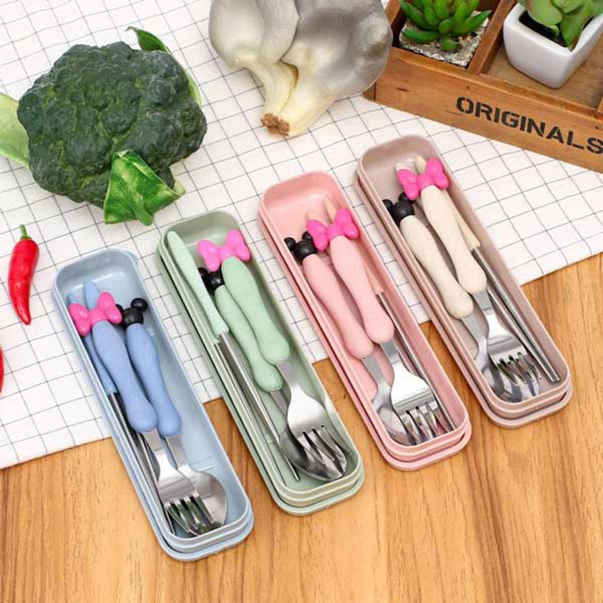 Picture of Disney Character Spoon and Fork Cutlery Set for Unisex Kids 2pcs Plastic Flatware Set, BPA Free Easy Clean and Dishwasher Safe Best for Kids 3+ Years (Cupcakes Cutlery Set)